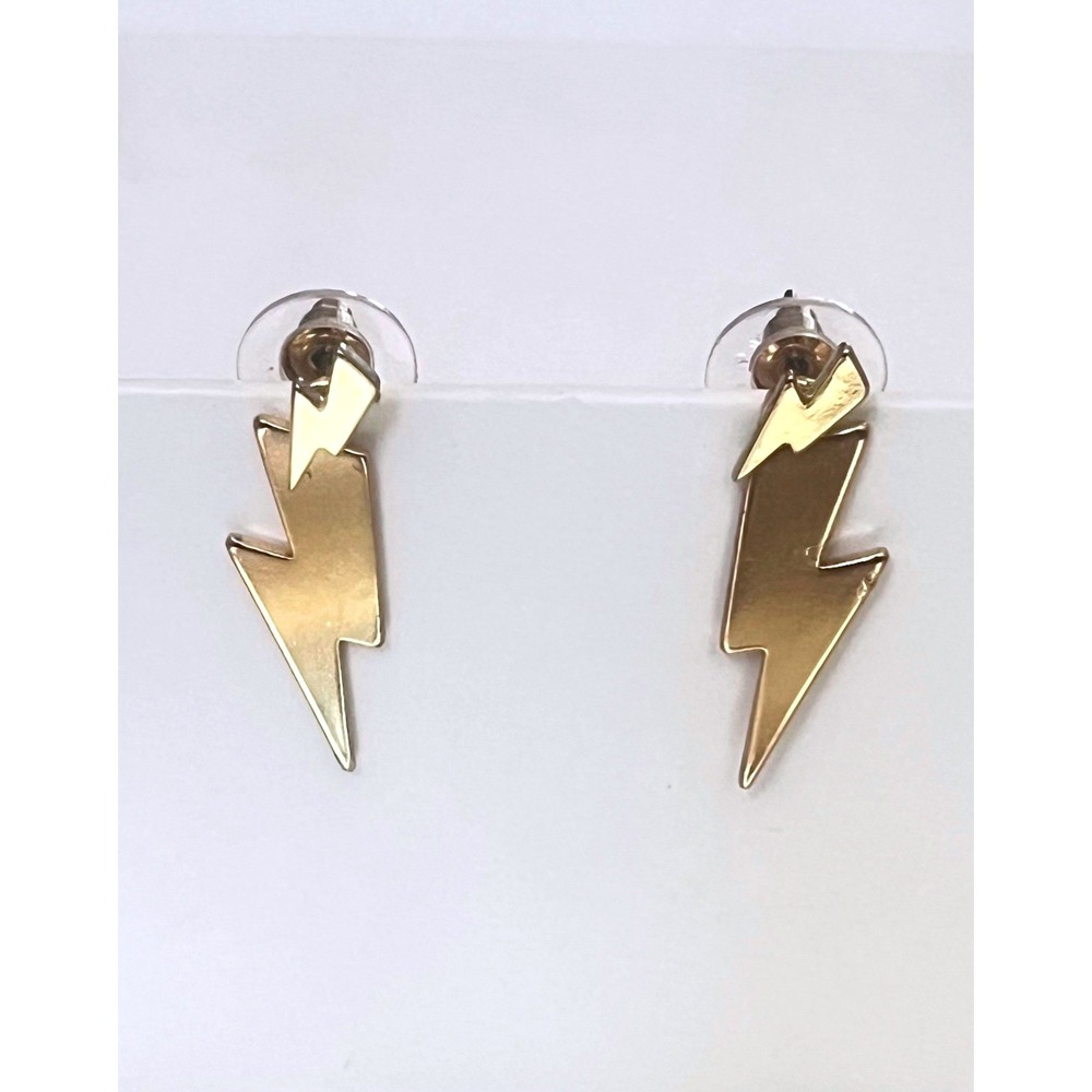 2-in-1 Customizable Gold Lightning Bolt Post Earrings-Statement Jewelry-Gift-New